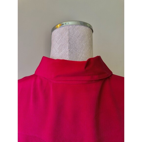 Barrie Pace Vintage 80s Silk Blouse Button Down Formal Shirt Magenta Size 18 1X - Picture 15 of 16